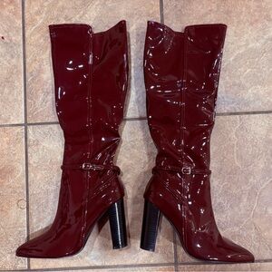 Women's Burgundy Patent Leather Boots